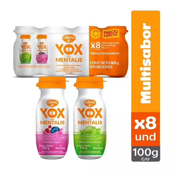 Alimento Lacteo Yox Mentalis M. Sabor 8*100ml