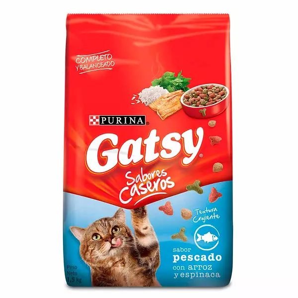 Alimento Gatos Gatsy Pescado Arroz Espinacas 1.5k