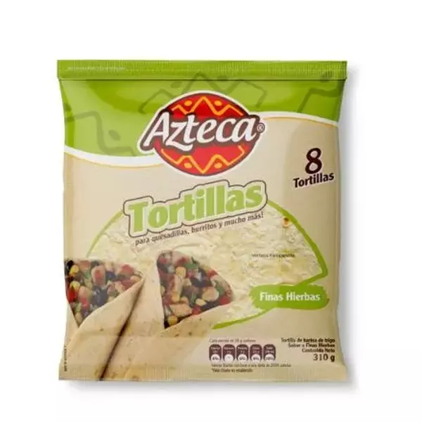 Tortilla Finas Hierbas Azteca 8 Und/310g