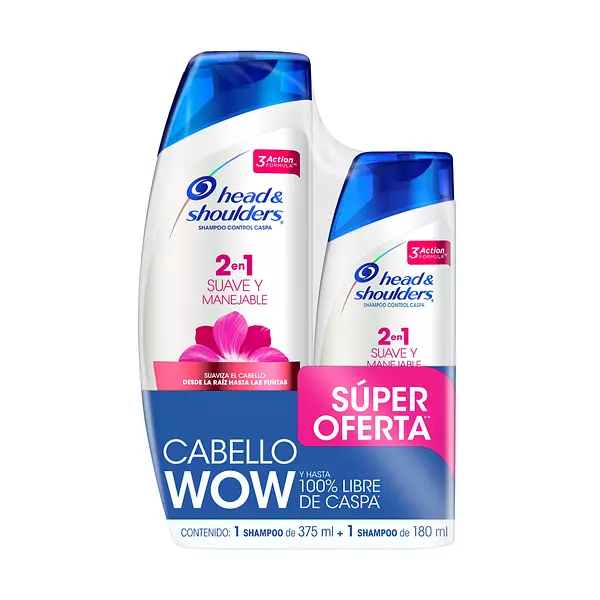 Shampoo H & S 375ml + 180ml Suave y Manejable