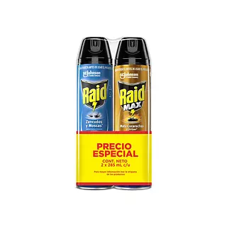 Insecticida Raid 285ml Azul + 285ml Raid Max P.E.