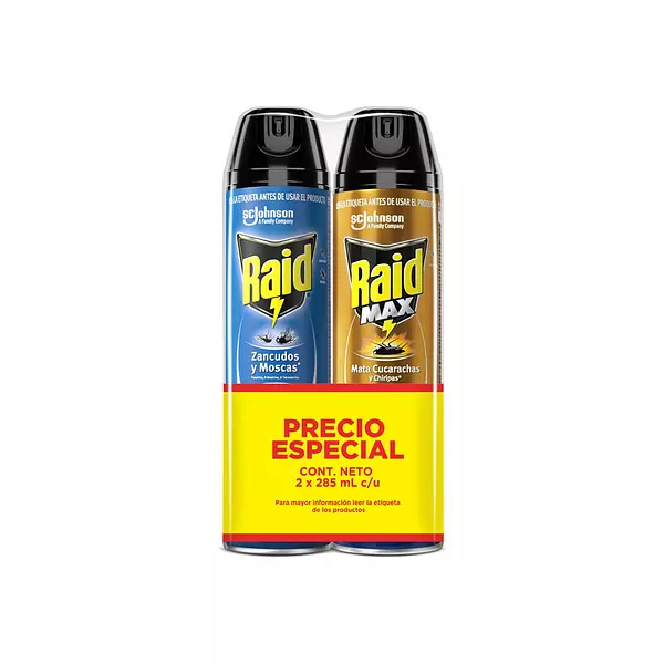 Insecticida Raid 285ml Azul + 285ml Raid Max P.E.