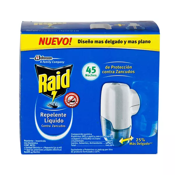 Insecticida Raid 45 Noches + Unidad