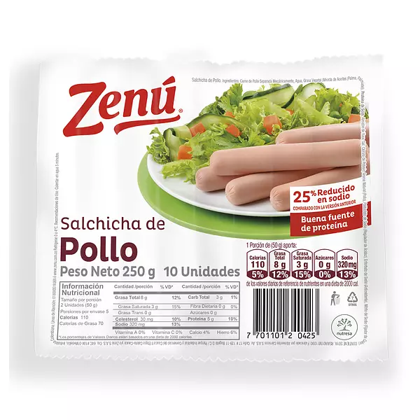 Salchicha Zenu de Pollo 250g