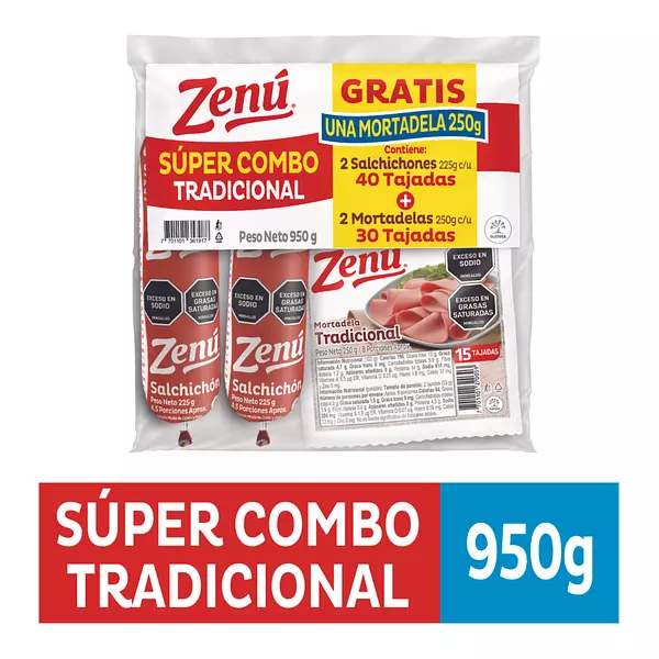 Combo Zenu 450g Mortadela+2*250g Salchichon 950g