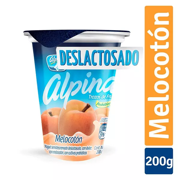 Yogurt Alpina Deslactosado Melocotón 200g