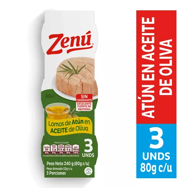 Atun Zenu Lomo de Aceite de Oliva Tripack 80g