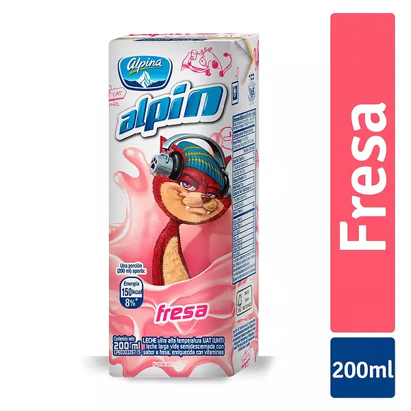 Leche Saborizada Alpin Fresa 200ml