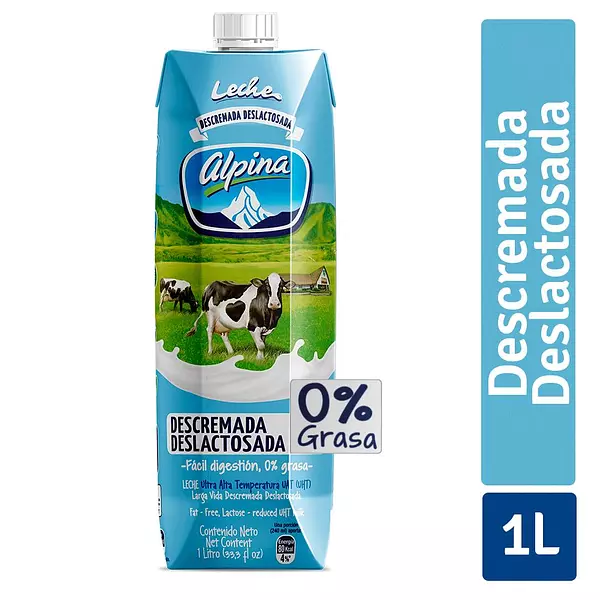 Leche Alpina Descremada Deslactosada 1l