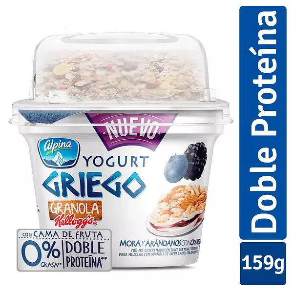 Yogurt Griego con Cereal Alpina Mora y Arandanos 159g