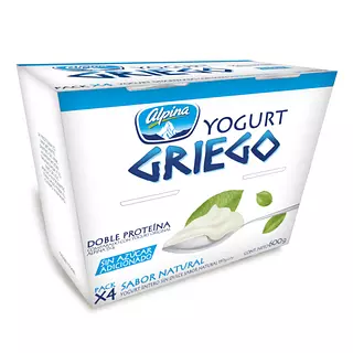Yogurt Griego Alpina Natural Sin Azucar 4*150g