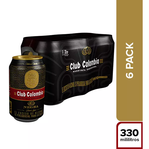 Cerveza Club Colombia Negra Sixpack Lata 330ml