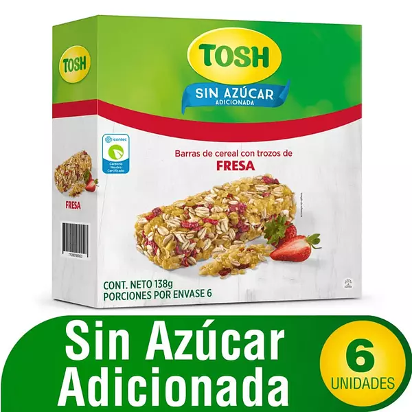 Barra de Cereal Tosh Fresa Sin Azucar 6*23g