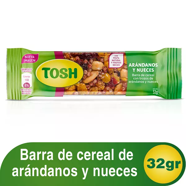 Barra de Cereal Tosh Arandanos y Nueces 32g