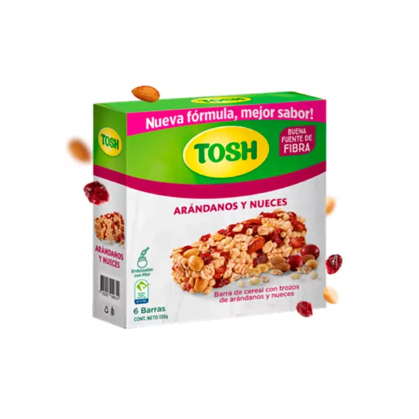 Barra de Cereal Tosh Arandanos y Nueces 6*23g