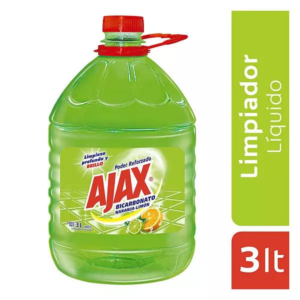 Limpia Pisos Ajax Bicarbonato Naranja Limón 3l