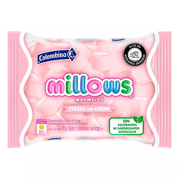 Masmelos Millows Fresa con Crema 145g