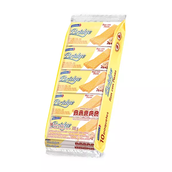 Galletas Wafer Bridge Individual Ron con Pasas 300g