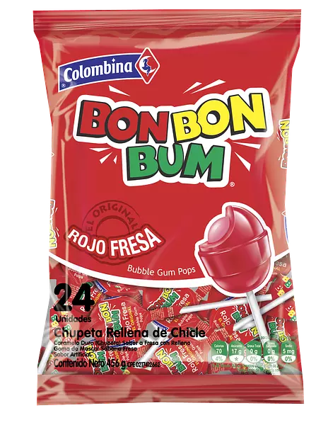 Chupeta Bonbon Bum Rojo Fresa 456g