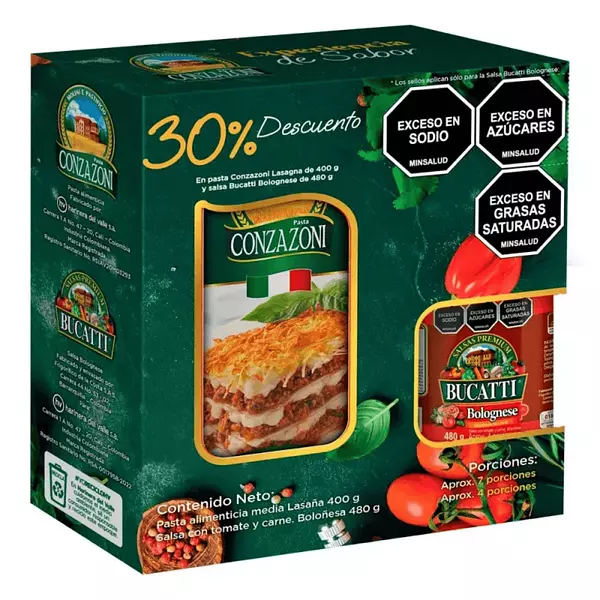 Lasagna Conzazoni 400g + 480g Salsa Boloñesa