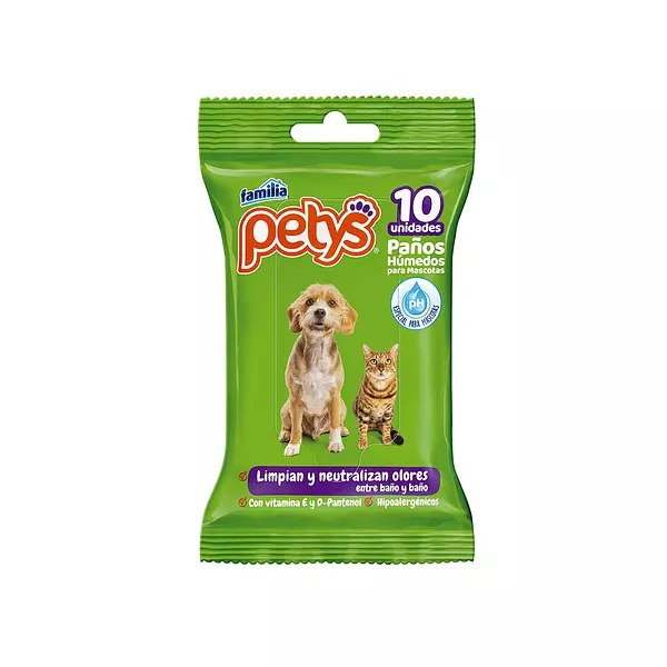 Paños Humedos Mascotas Petys 10 Und