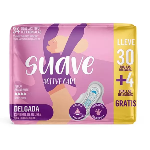 Toalla Higienica Suave Active Care Delgada 34 Und