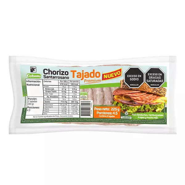 Chorizo Colanta Santarrosano Tajado 225g