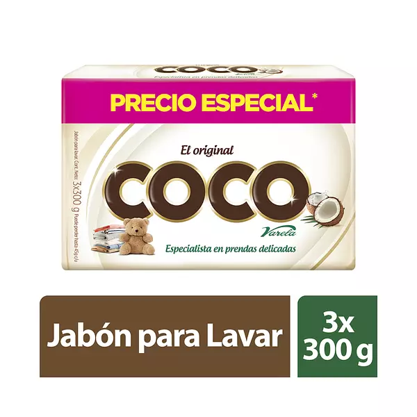 Jabon Coco Varela x 300gr x 3 Pre Esp