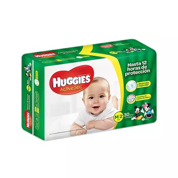 Pañal Huggies Active Sec 2 M x 30