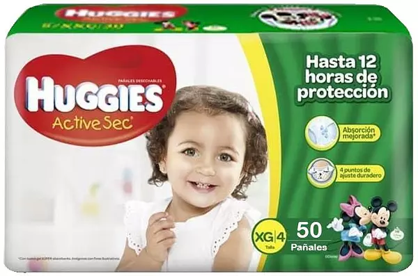 Pañal Huggies Active Sec 4 Xg x 50