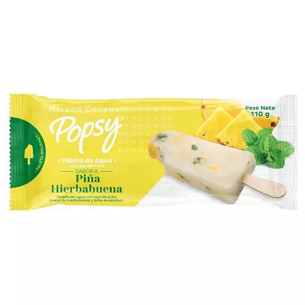 Paleta de Agua Popsy Piña Hierbabuena 110g