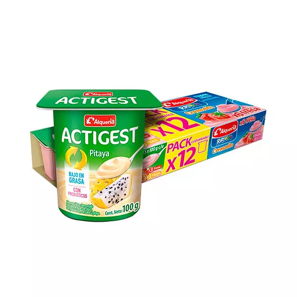 Yogurt Alqueria 100g*6 Actiges + 95g*6 Fortikids