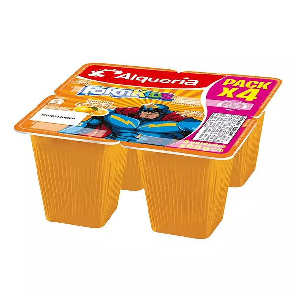 Gelatina Alqueria Fortikids Naranja Fourpack 90g