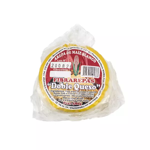 Arepa Fibrarepa Doble Queso 580g