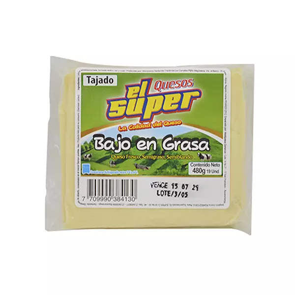 Queso El Super Bajo de Grasa Tajado 480g