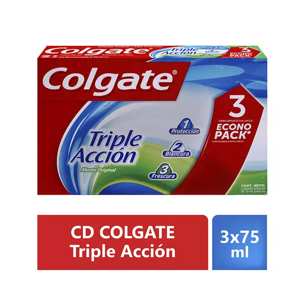 Crema Dental Colgate Triple Accion Tripack 75ml