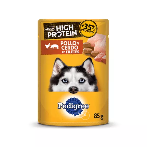 Pouch Pedigree High Protein Cerdo y Res 85g