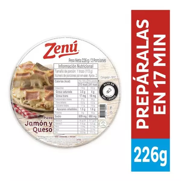 Pizza Zenu Jamon Y Queso 226g