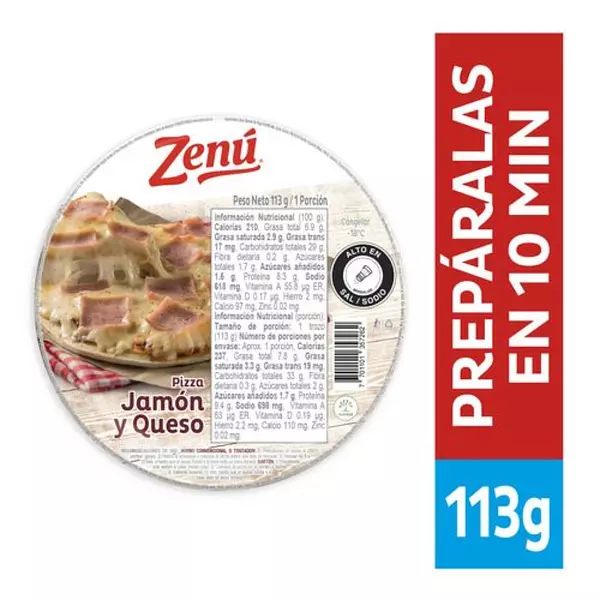 Pizza Zenu Jamon Y Queso 113g