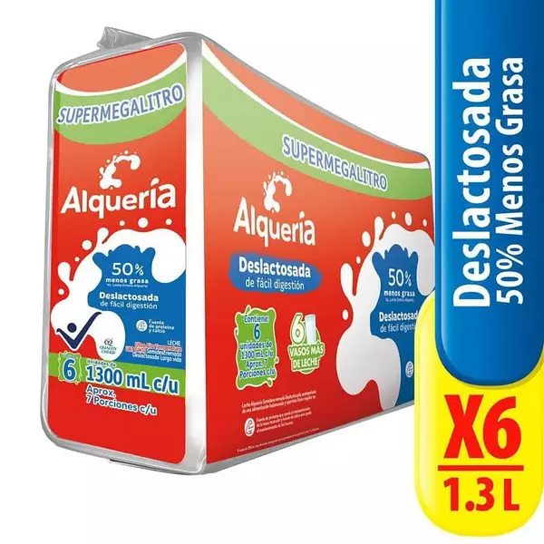 Leche Alqueria Deslactosada Sixpack 1300ml