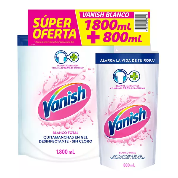 Desmanchador Vanish Blanco Doypack 1800ml +800ml