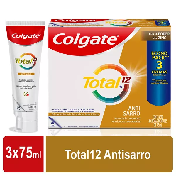 Crema Dental Colgate Total Antisarro Tripack 75ml