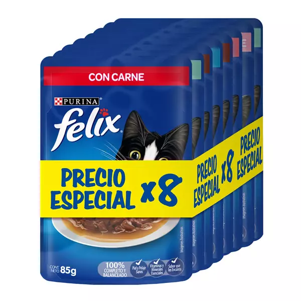 Alimento Para Gatos Felix Pouch P.E. 8*85g