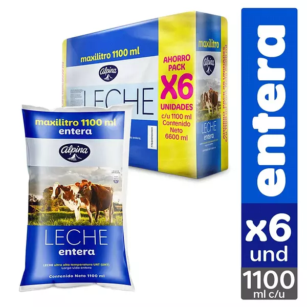 Leche Alpina Entera Sixpack 1100ml