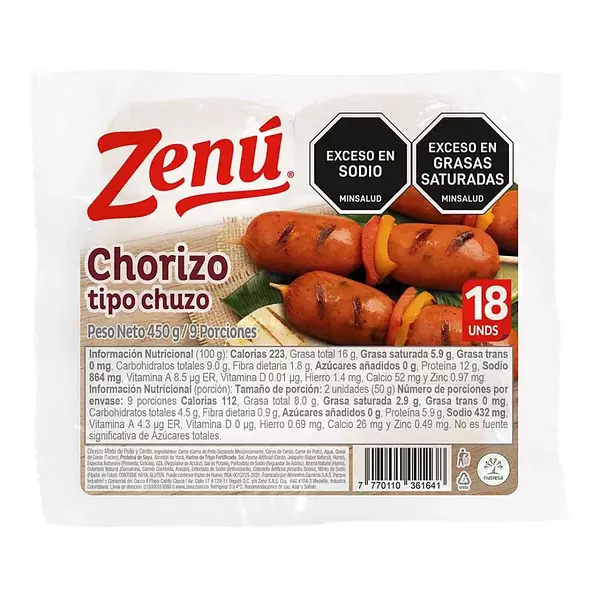 Chorizo Tipo Chuzo Zenu 450g