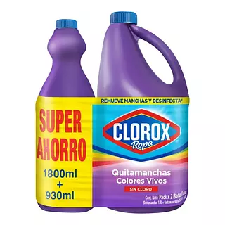 Blanqueador Clorox 1800ml + 930ml Ropa Color