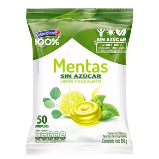 Mentas Colombina 100% Limon Eucalipto 150g
