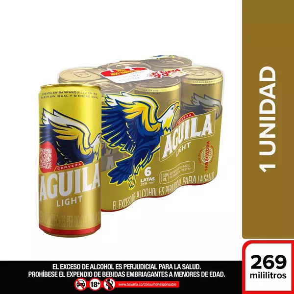 Cerveza Aguila Light Sixpack Lata 269ml