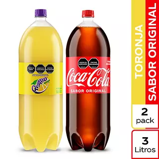 Gaseosa Coca Cola Original 3 Lt + Quatro Original 3lt