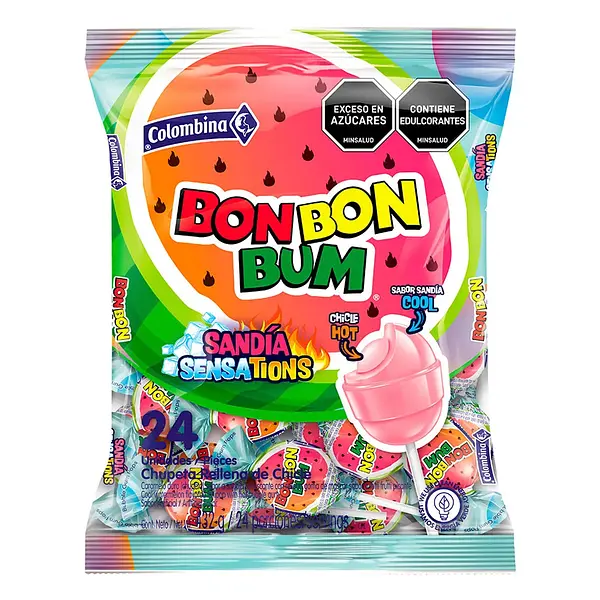 Chupeta Bonbon Bum Sandia Senasation 432g